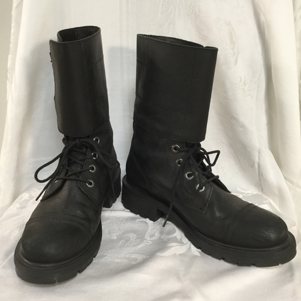 All Saints Black Combat Moto boots Sz 40